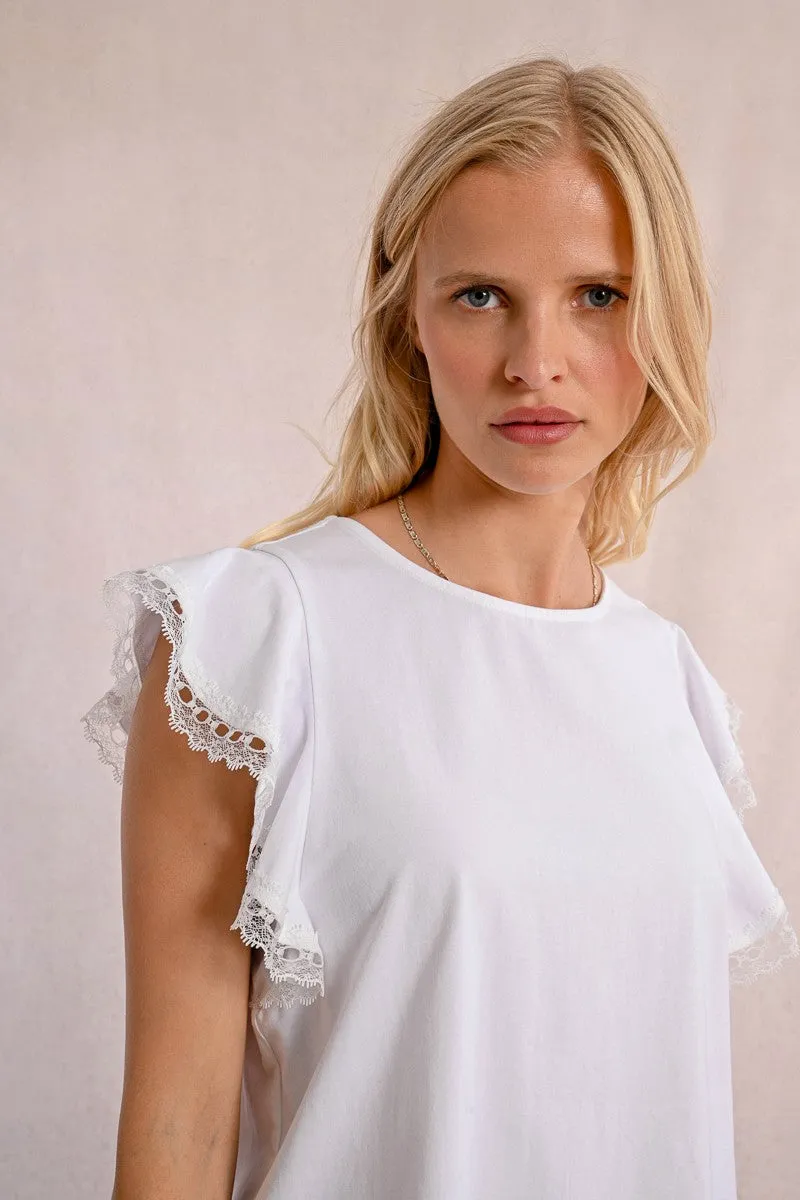 RUFFLED SLEEVE T-SHIRT