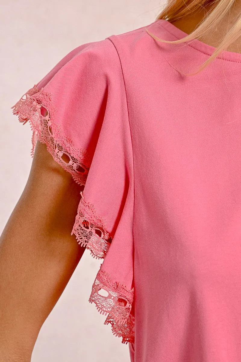 RUFFLED SLEEVE T-SHIRT