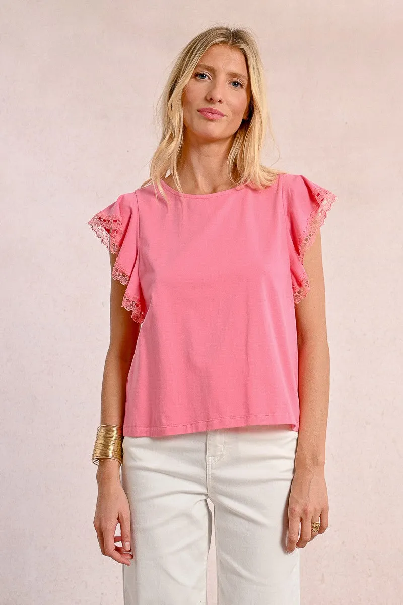 RUFFLED SLEEVE T-SHIRT