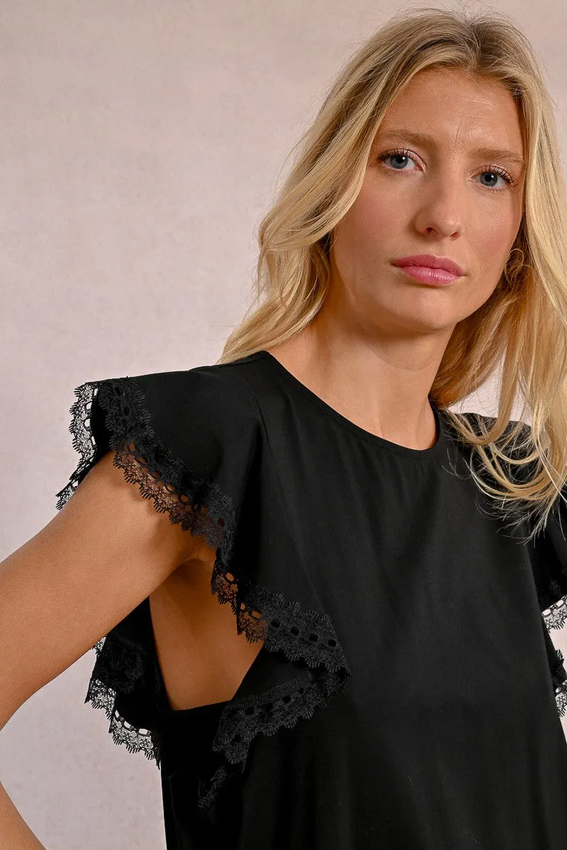 RUFFLED SLEEVE T-SHIRT