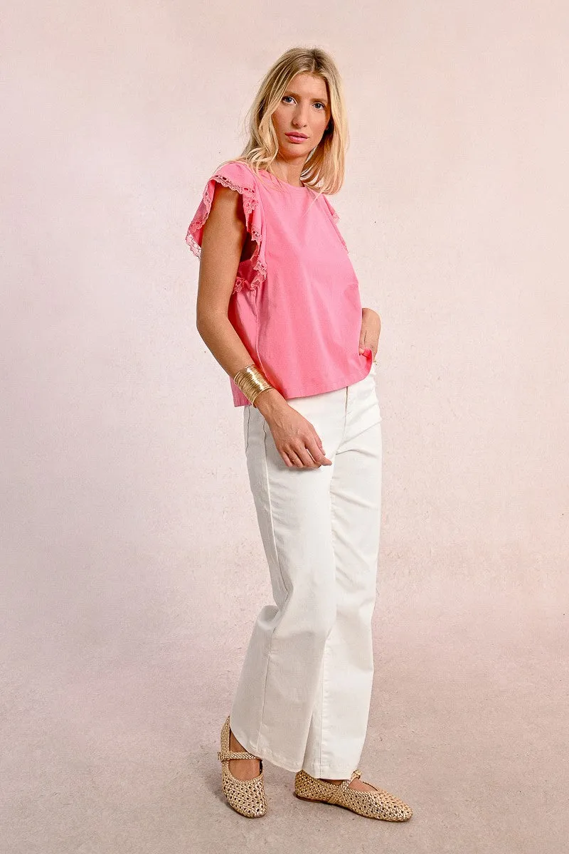 RUFFLED SLEEVE T-SHIRT