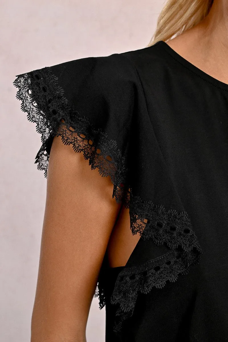 RUFFLED SLEEVE T-SHIRT