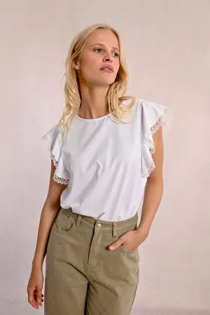 RUFFLED SLEEVE T-SHIRT