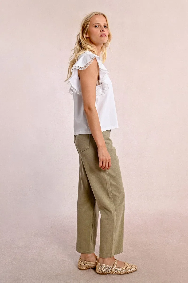 RUFFLED SLEEVE T-SHIRT