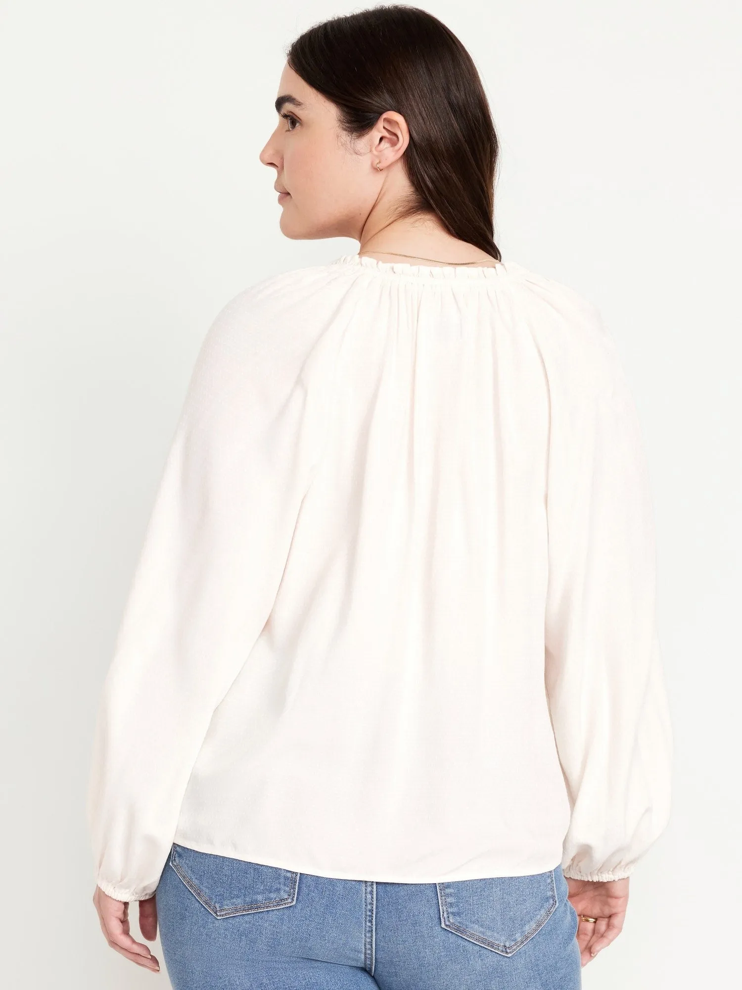 Ruffled Split-Neck Top