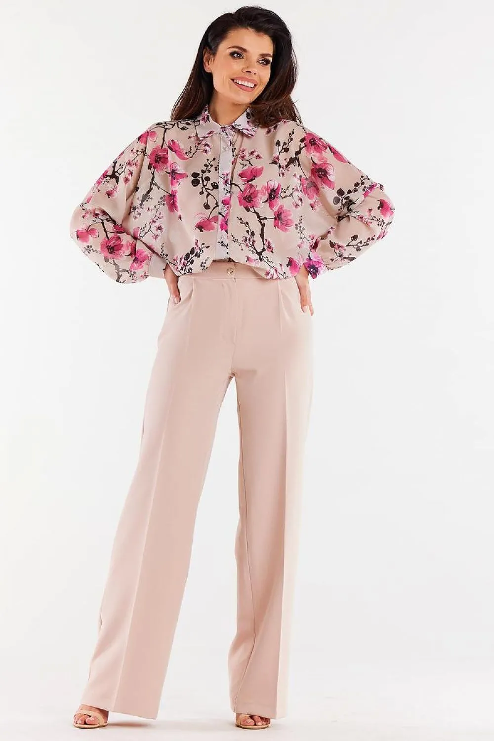 Ruffled Wide-Sleeve Chiffon Top