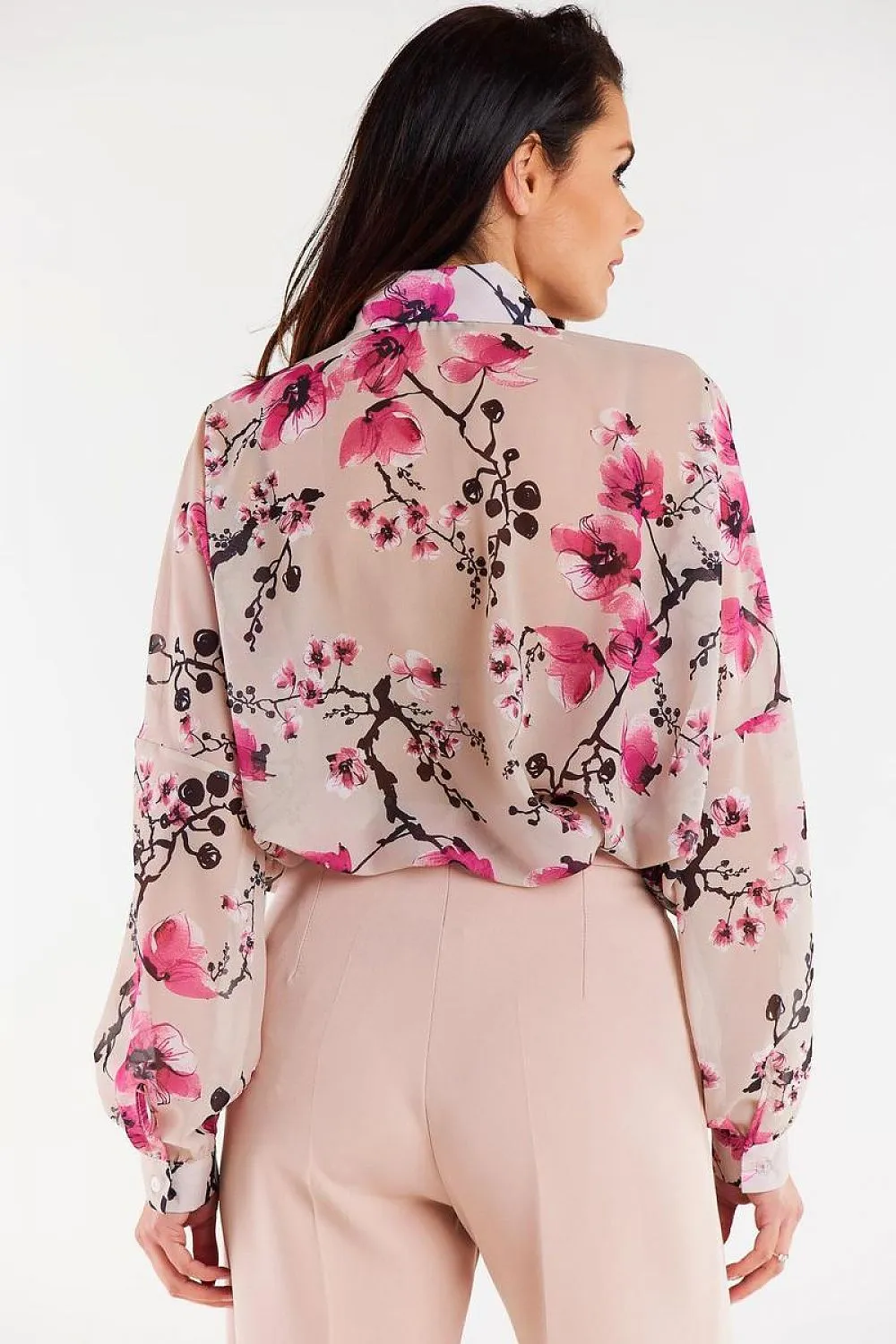 Ruffled Wide-Sleeve Chiffon Top