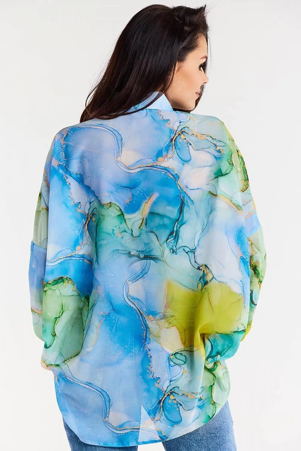 Ruffled Wide-Sleeve Chiffon Top