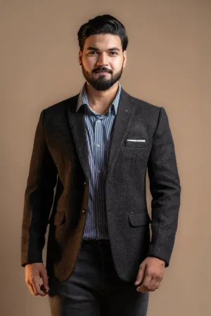Rustic Black Wool Blazer