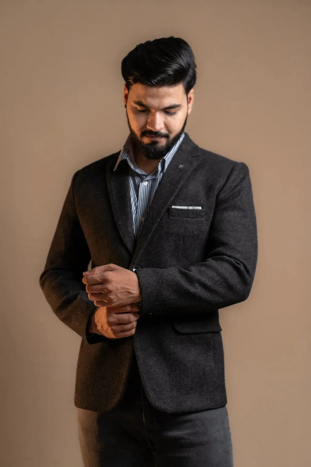 Rustic Black Wool Blazer