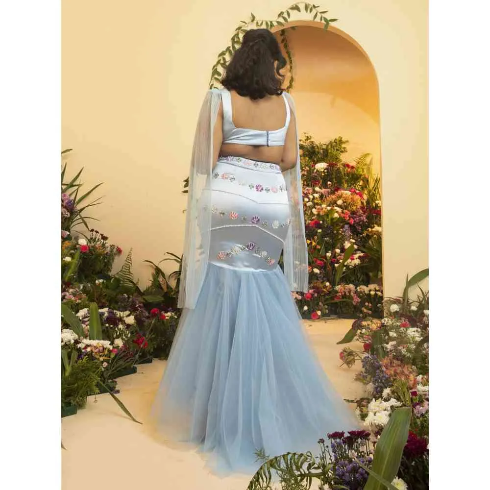 Saanjh by Lea Riana Mermaid Hand-Embroidered Lehenga Skirt