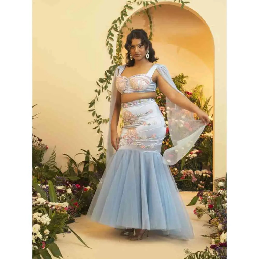 Saanjh by Lea Riana Mermaid Hand-Embroidered Lehenga Skirt