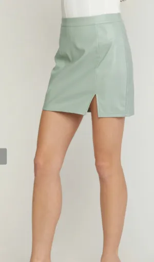 SAGE FAUX LEATHER SKIRT