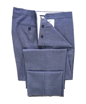 SAKS FIFTH AVE -Blue Birdseye "MODERN" Wool MADE IN ITALY Flat Front Pants- 42W