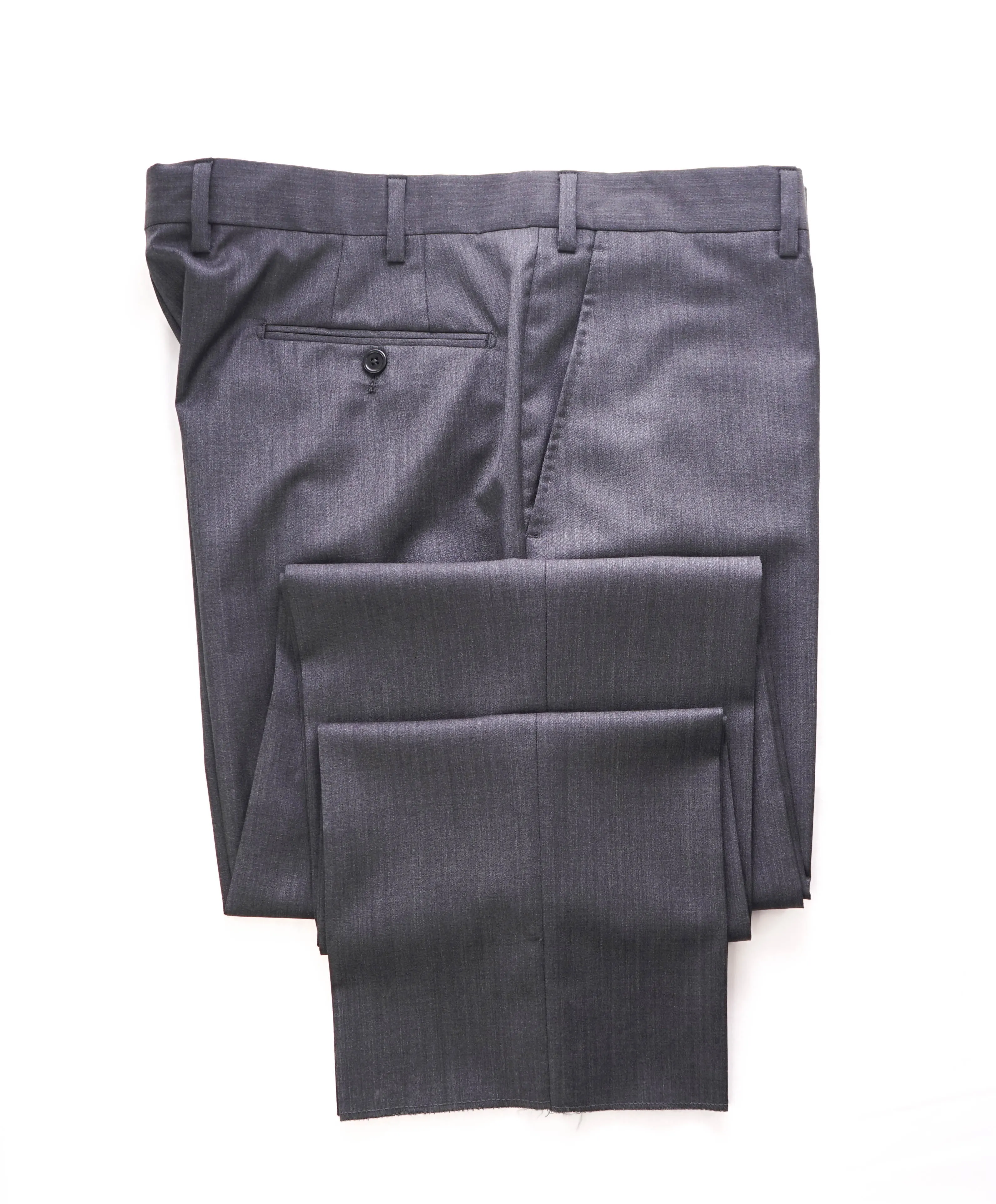 SAKS FIFTH AVE - Charcoal Wool & Silk MADE IN ITALY Flat Front Dress Pants - 30W