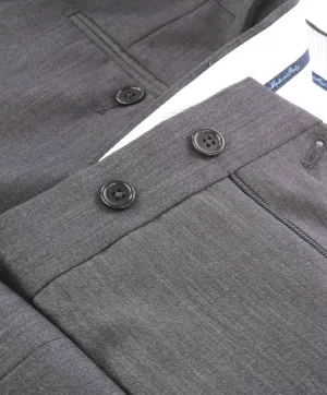 SAKS FIFTH AVE - Charcoal Wool & Silk MADE IN ITALY Flat Front Dress Pants - 34W