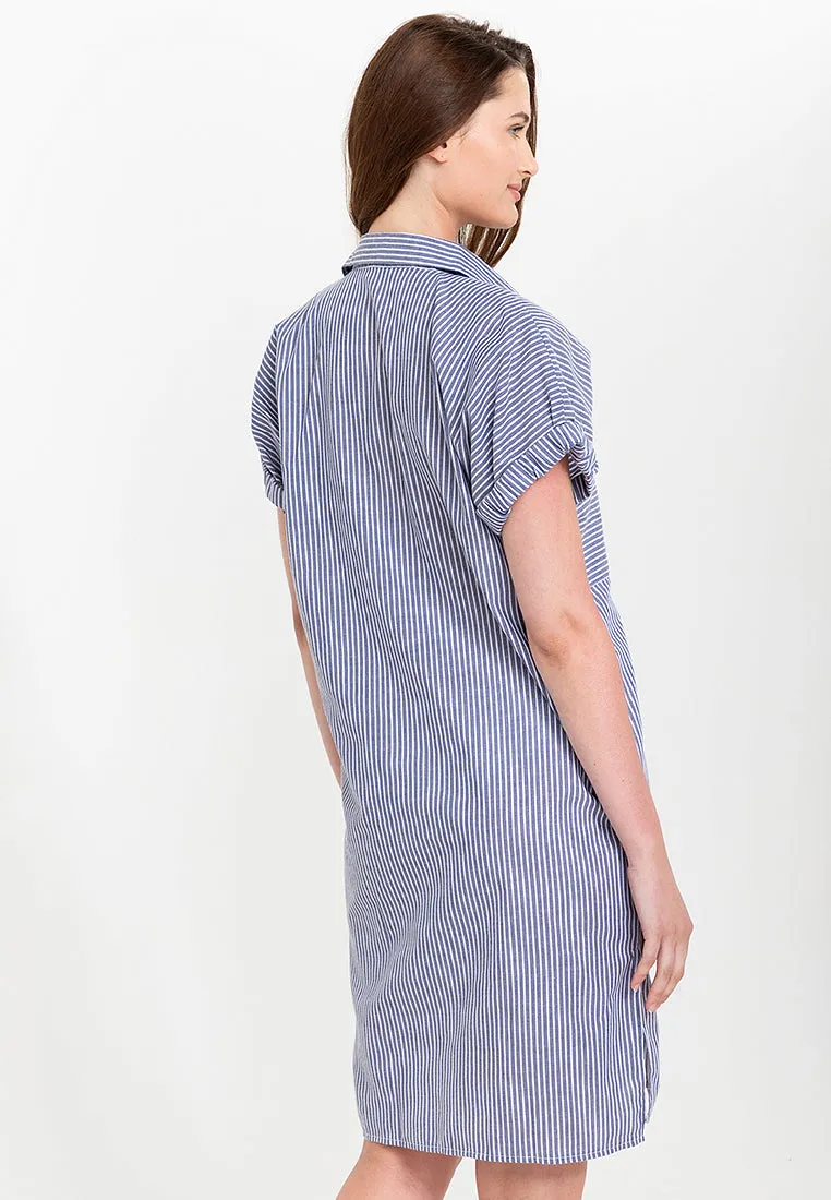 Samara Button Down Pinstripe Short Dress