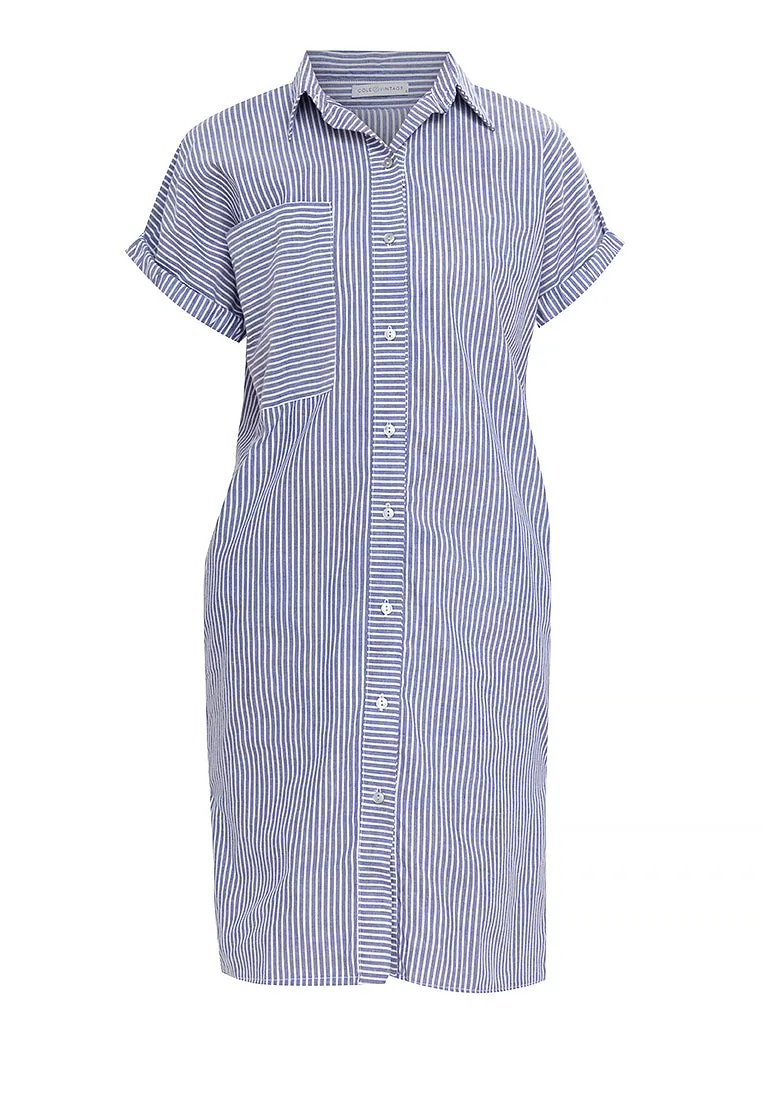 Samara Button Down Pinstripe Short Dress