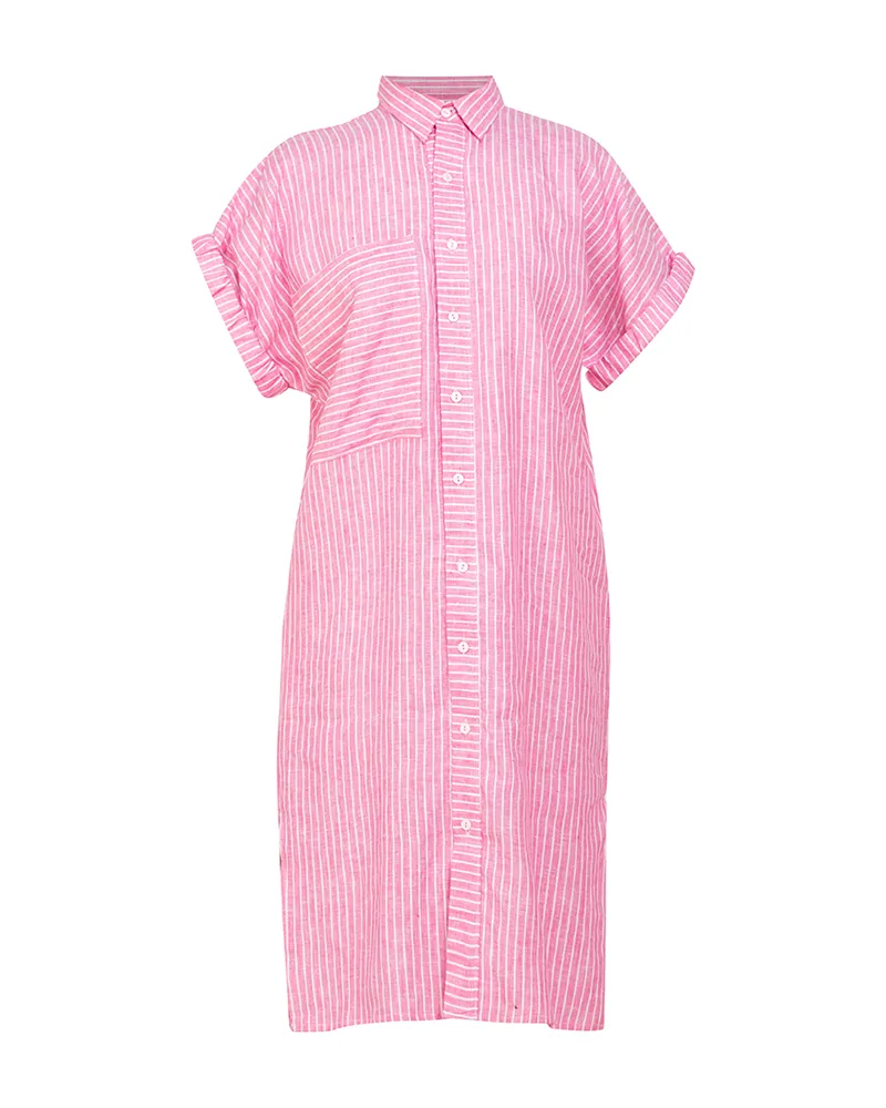 Samara Button Down Pinstripe Short Dress