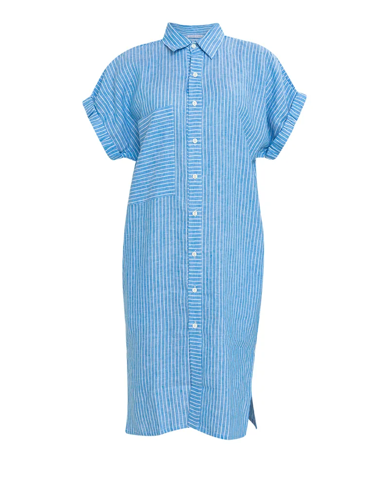 Samara Button Down Pinstripe Short Dress