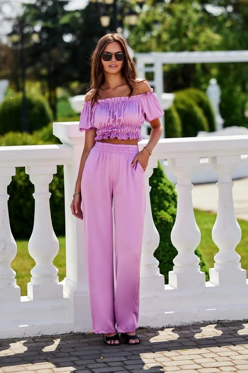Satin Draped Spanish Neck Blouse