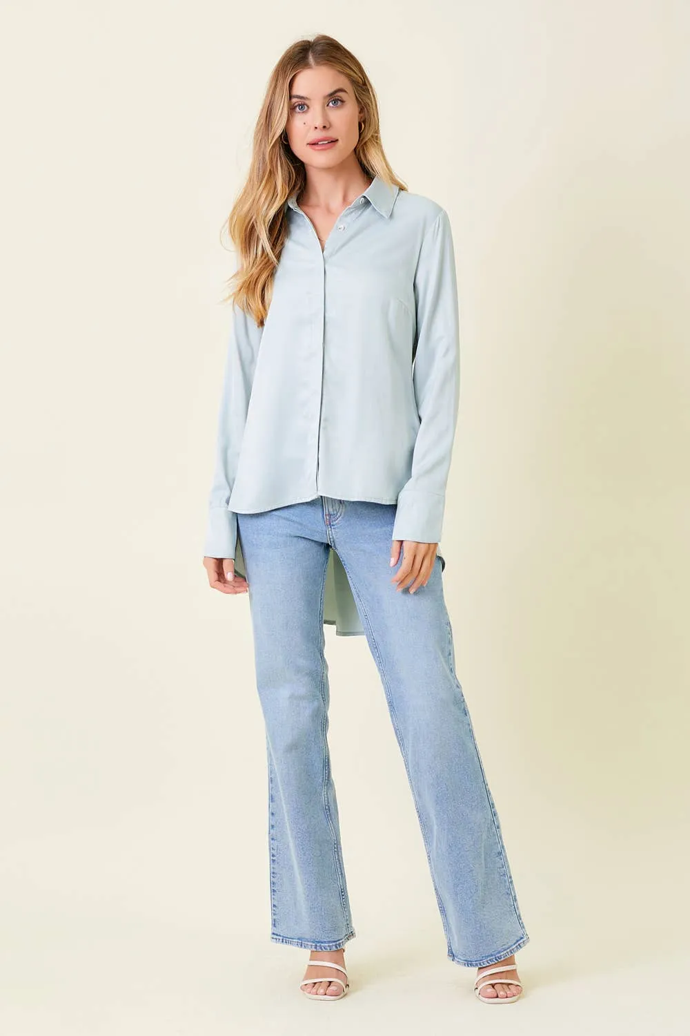 Satin Peplum Back Blouse