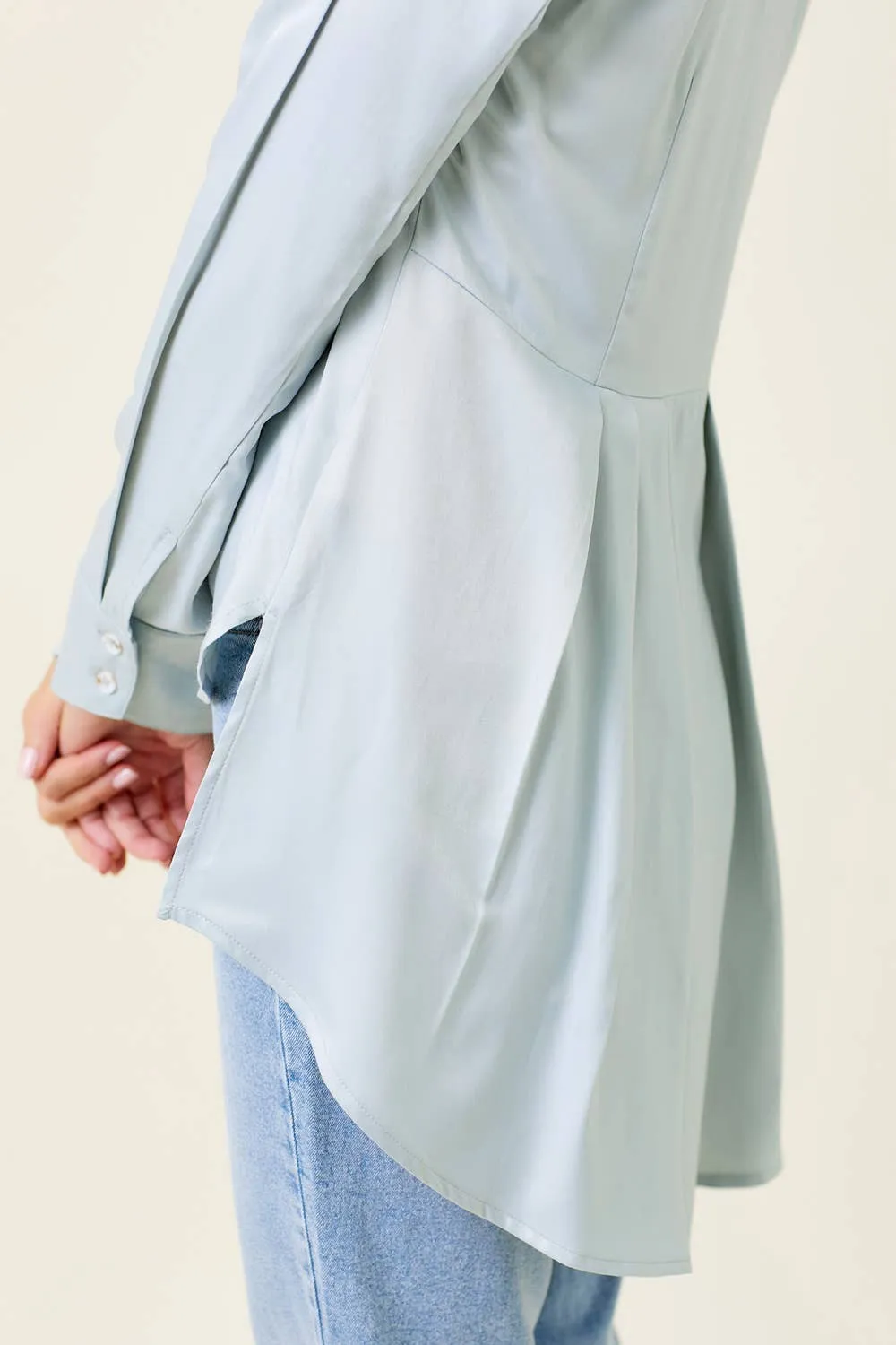 Satin Peplum Back Blouse