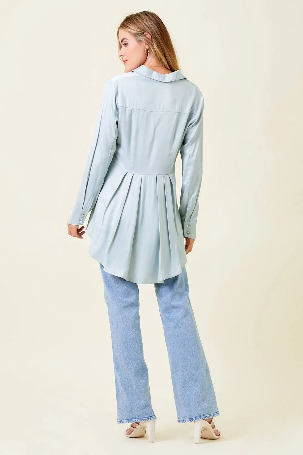 Satin Peplum Back Blouse