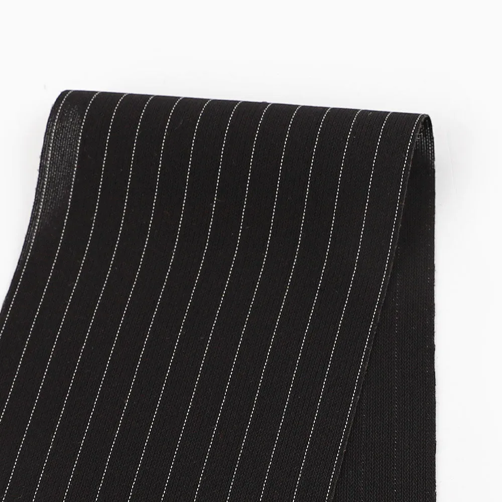 Semi-Sheer Pinstripe Poly Suiting - Black