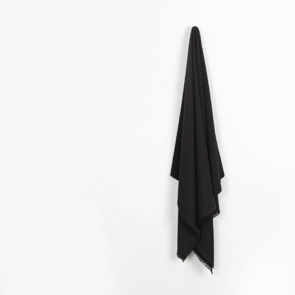 Semi-Sheer Pinstripe Poly Suiting - Black