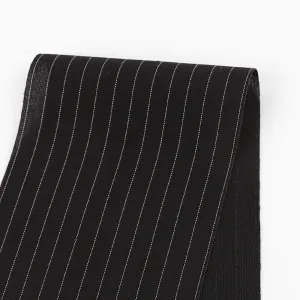 Semi-Sheer Pinstripe Poly Suiting - Black