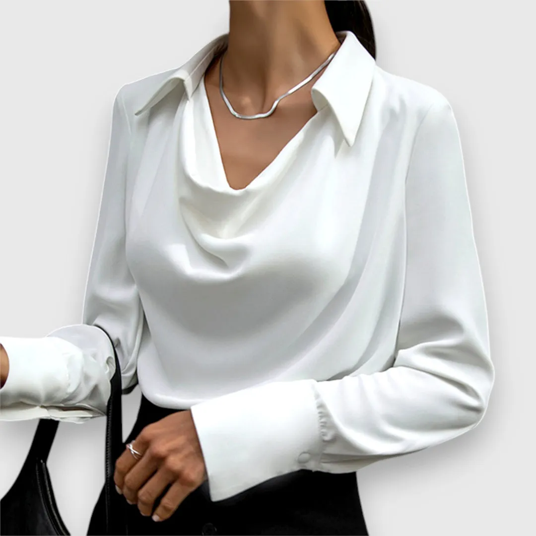 SHAMCEY - FULL-SLEEVE COLLAR DRAPED TOP