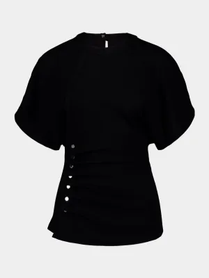 Short-Sleeved Draped Blouse