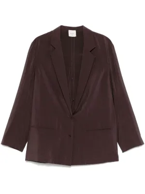 Silk blend single-breasted blazer jacket