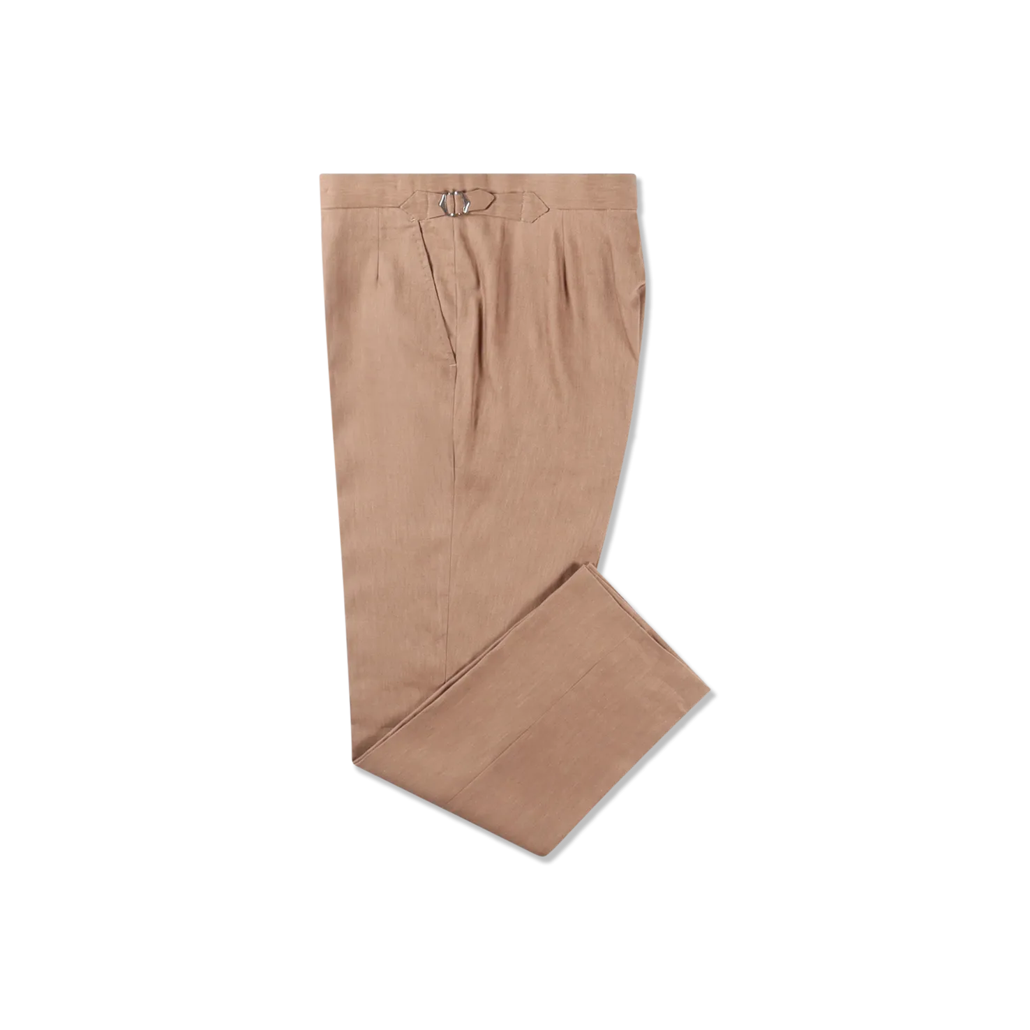 Single Breasted Notch Lapel Suit in Tobacco Wool Linen