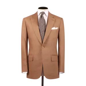 Single Breasted Notch Lapel Suit in Tobacco Wool Linen