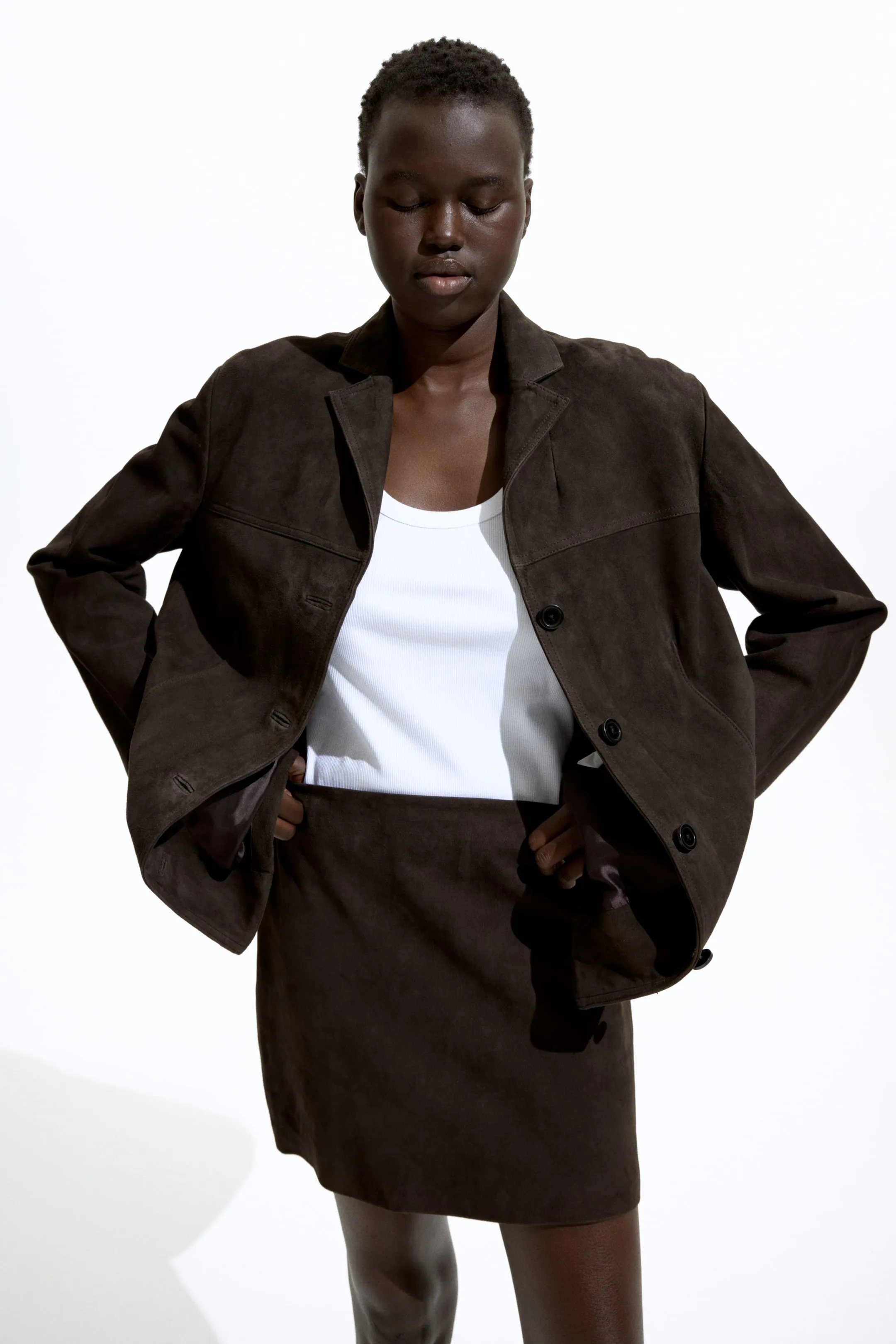 Single-breasted suede blazer