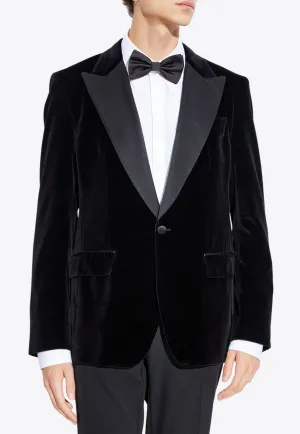 Single-Breasted Velvet Tuxedo Blazer