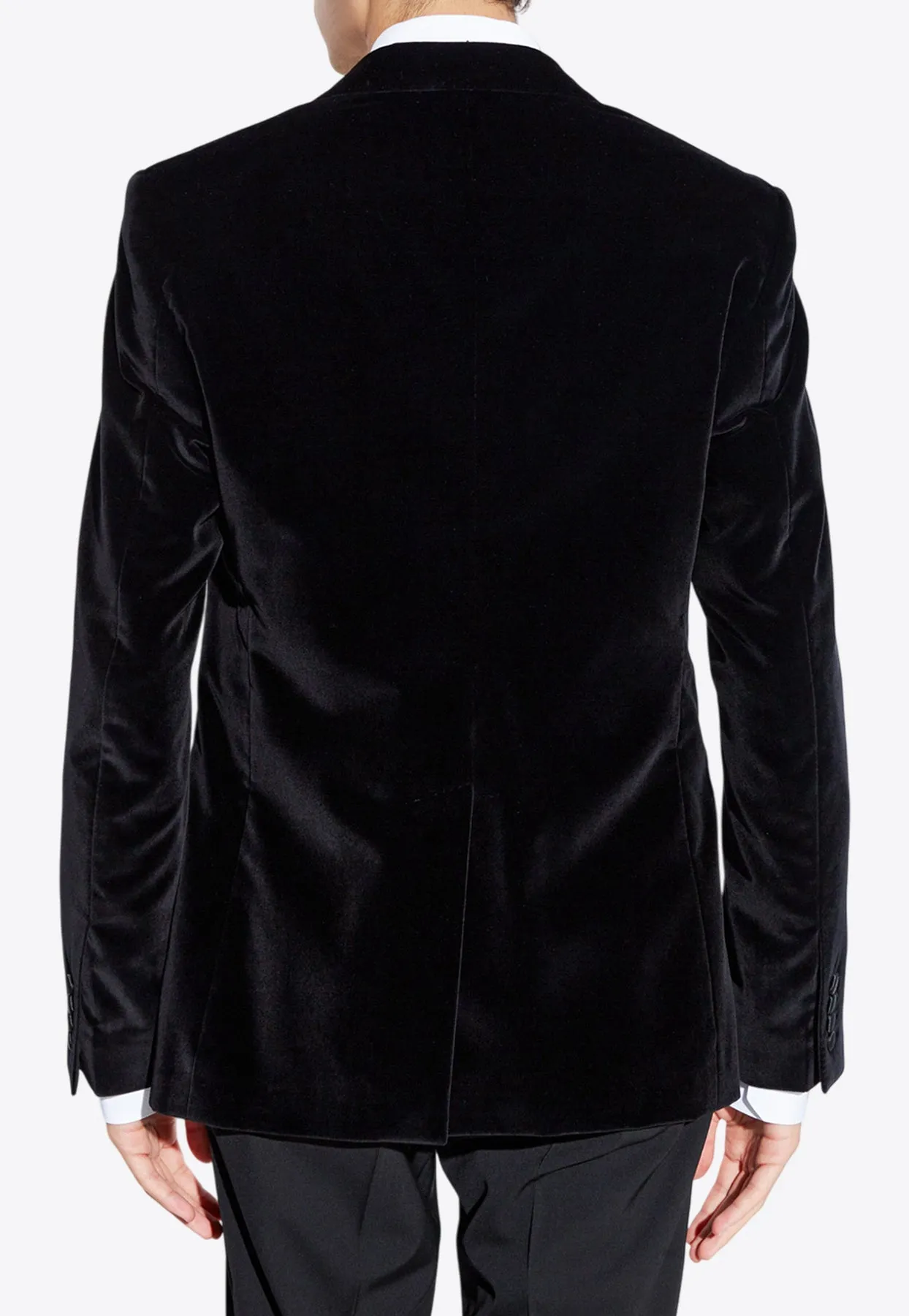 Single-Breasted Velvet Tuxedo Blazer