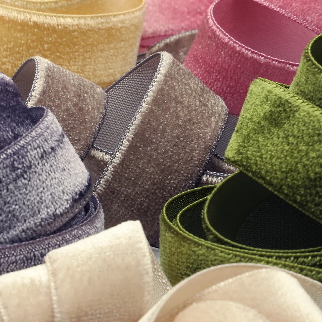 Single-Face Velveteen Ribbon #34 Olive Gray