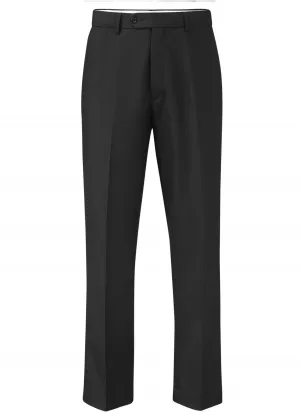 SKOPES FLEXI WAIST WOOL BLEND FLAT FRONT TROUSERS IN BLACK