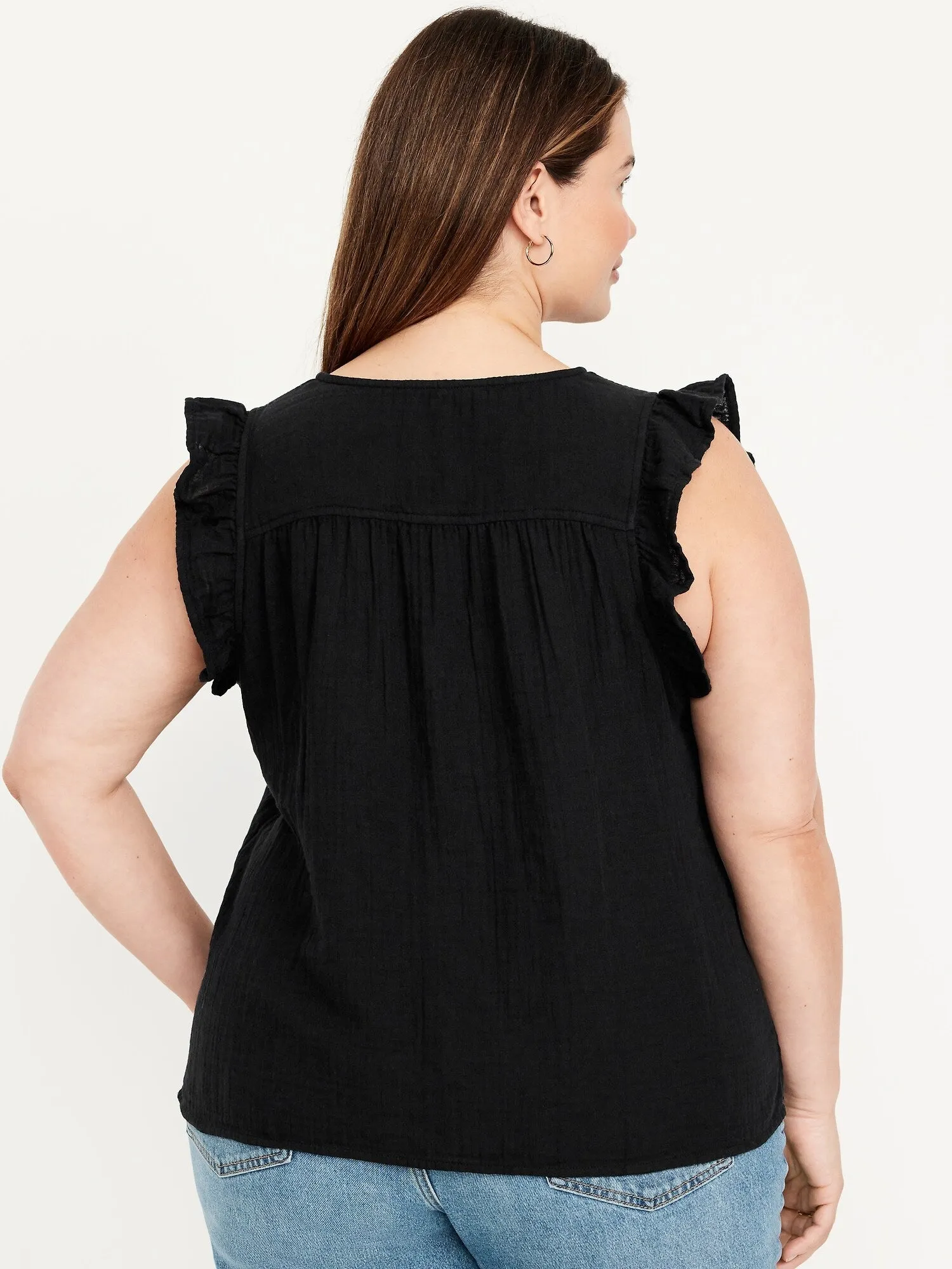 Sleeveless Crinkle Gauze Top
