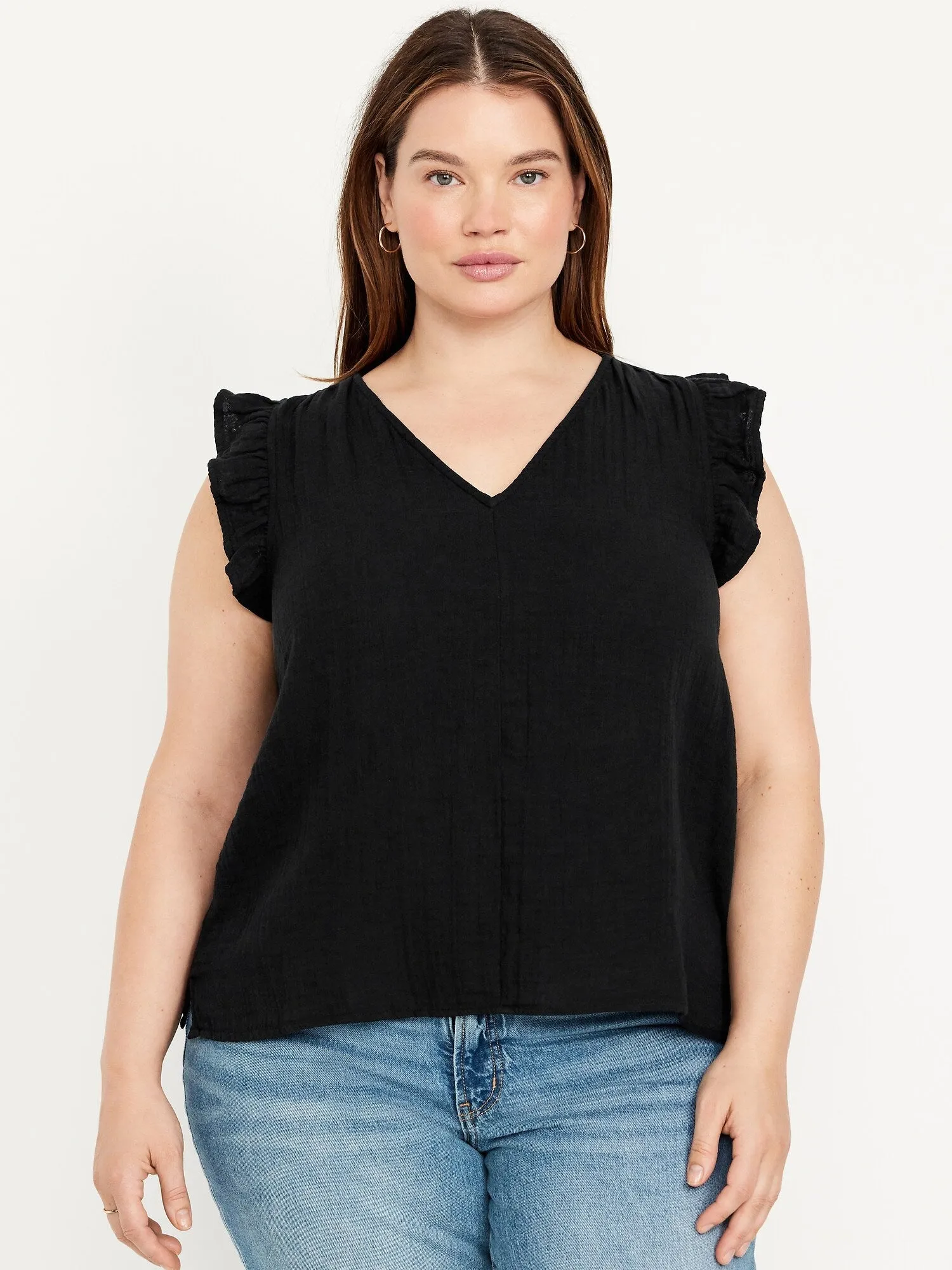 Sleeveless Crinkle Gauze Top