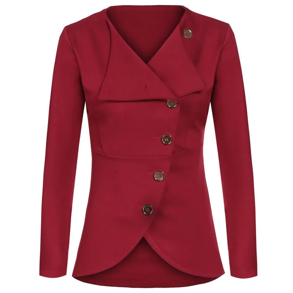 Solid Fashion Women Outerwear Coat Jacket Single-breasted Long Sleeve Turn-down Collar Women's Clothing