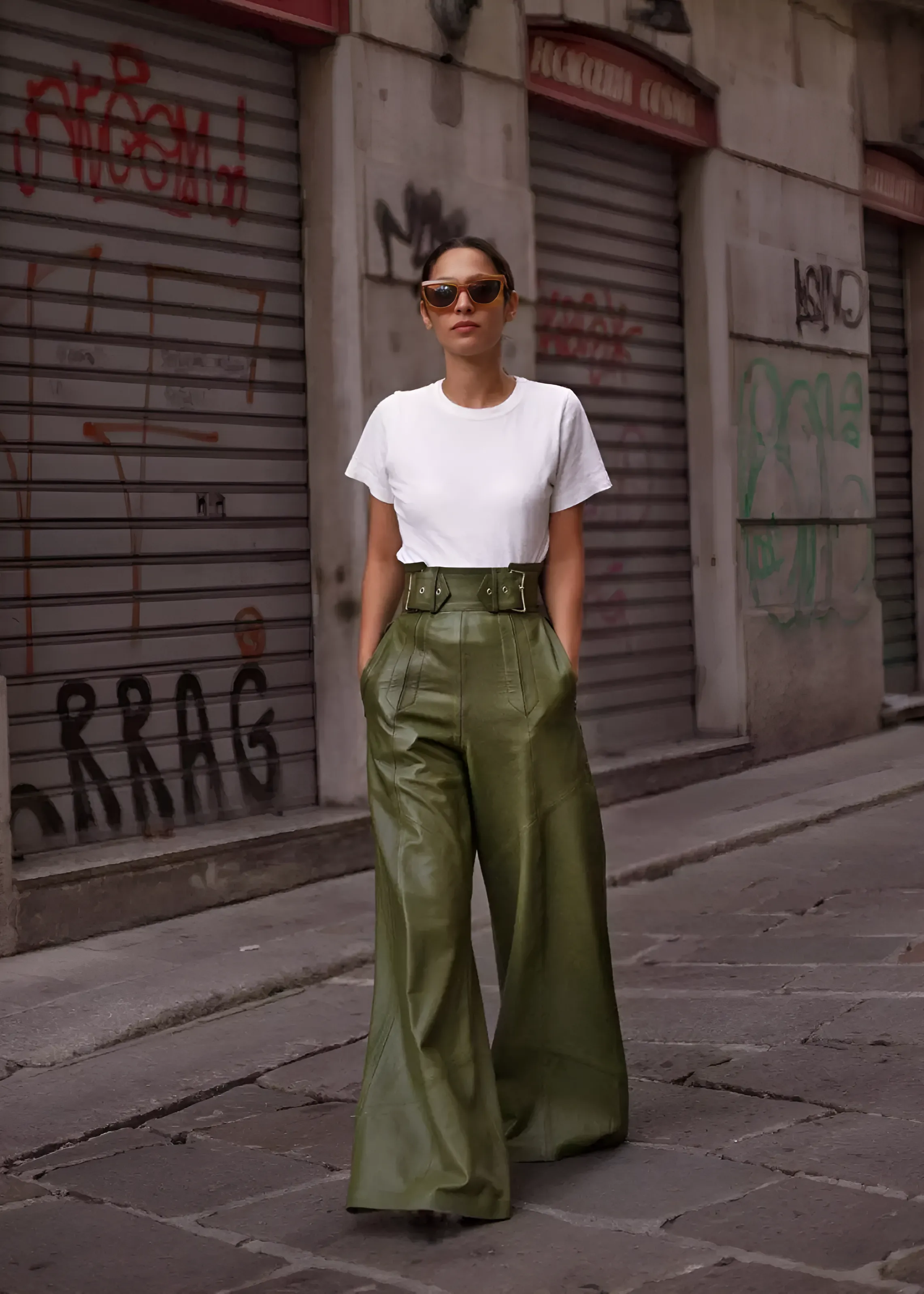 Sophia | High-Waisted Leather Pants | Fashionable Statement | PU Leather