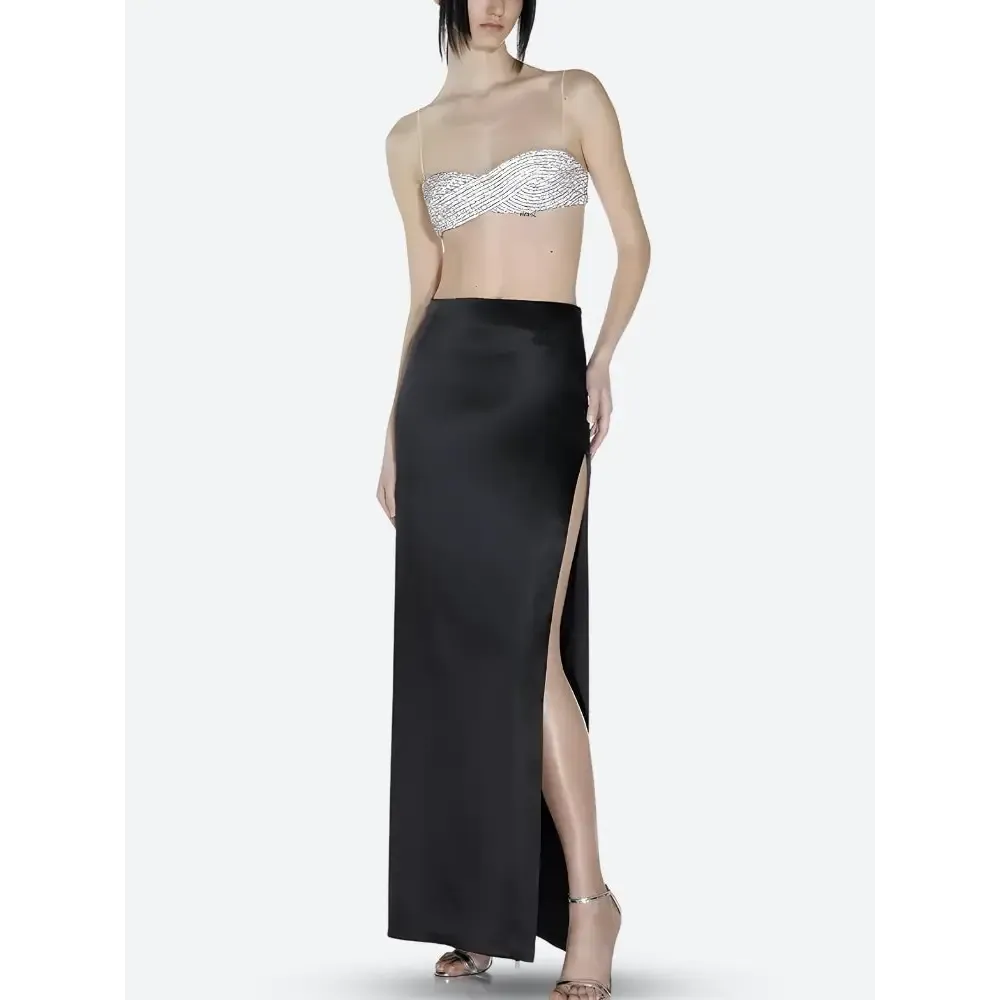 Sparkle Rhinestone Bra Crop Top with Spaghetti Straps for Glam Nights