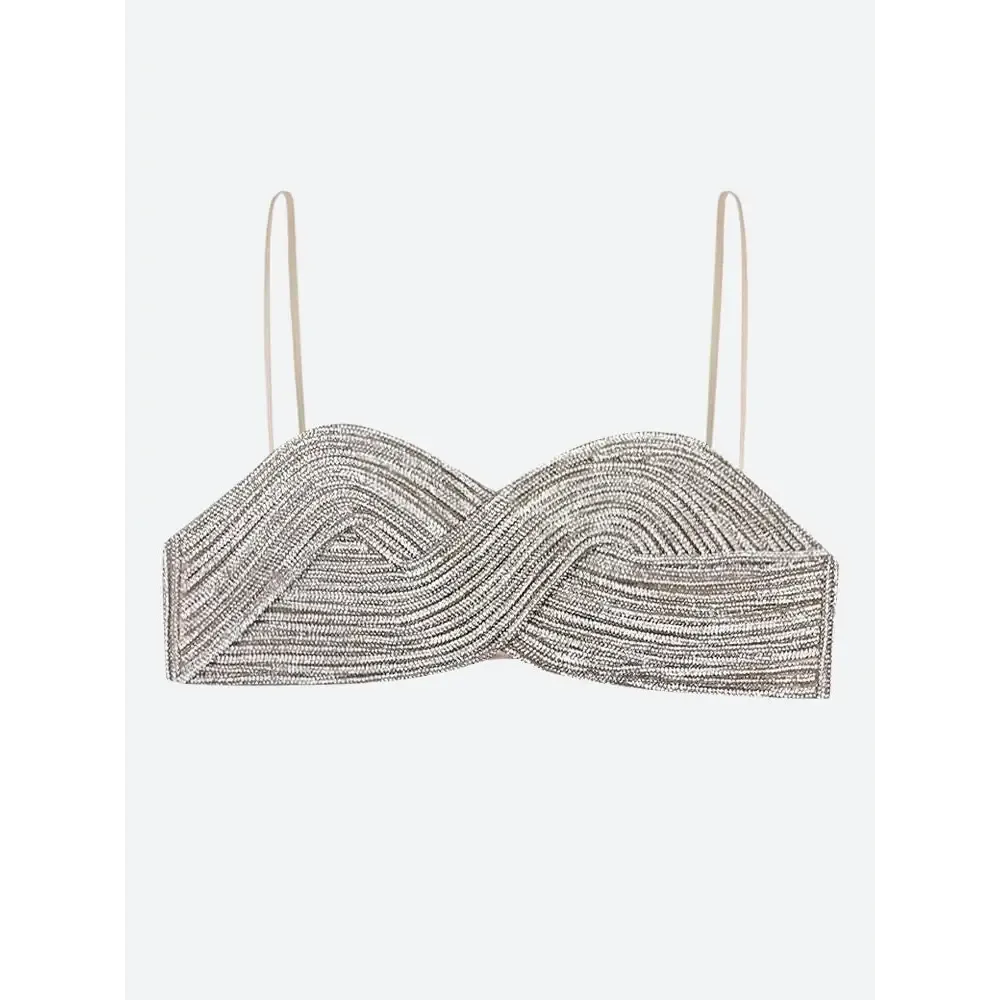 Sparkle Rhinestone Bra Crop Top with Spaghetti Straps for Glam Nights