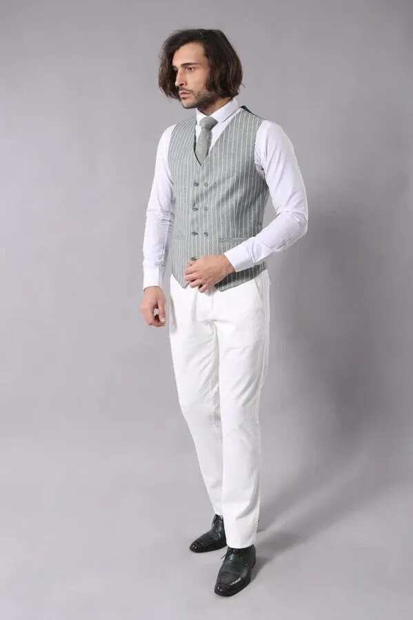 Striped Jacket Green Men's Suit | Wessi