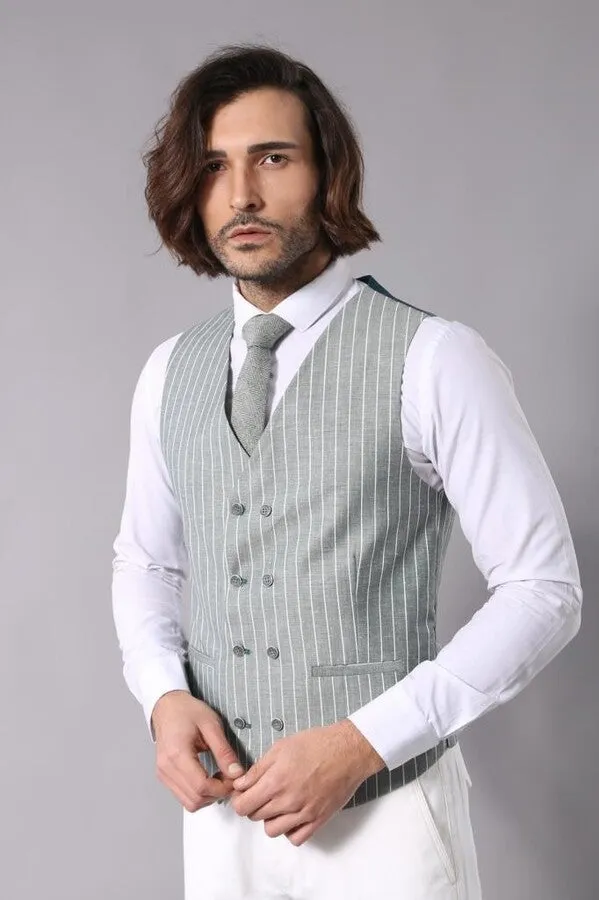 Striped Jacket Green Men's Suit | Wessi