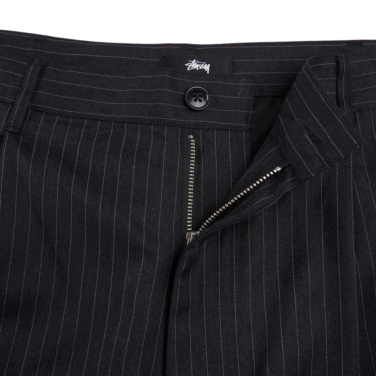 stüssy stripe volume pleated trouser (black)